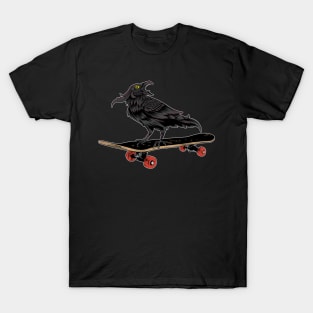 Skater Raven Crow Bird Skateboarder Boarder Skate T-Shirt